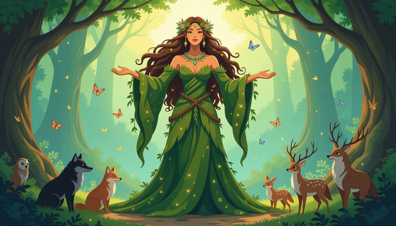 Ethereal Forest Goddess Rising from Earth