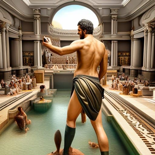 Caligula the Roman Emperor, taking a selfie