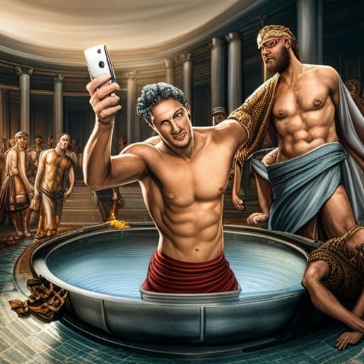 Caligula the Roman Emperor, taking a selfie