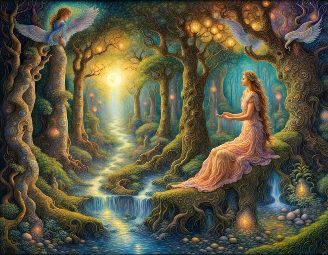 Dreamlike Forest Landscape in a Surreal Style