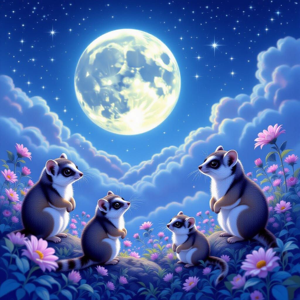 Ethereal Fantasy Scene with Exotic Animals