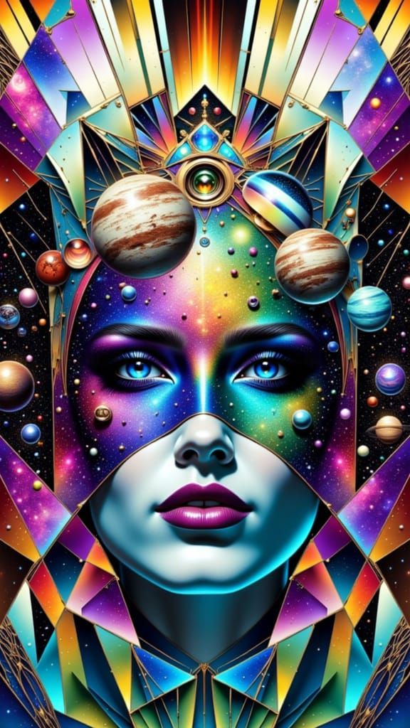 Goddess of the Solar System in Art Deco Style