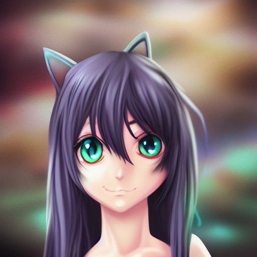 Anime Cat Girl Matte Painting
