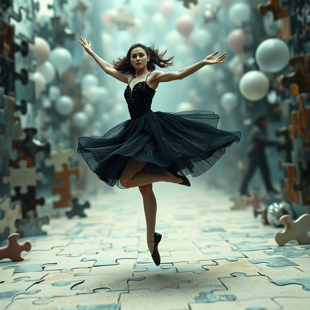 Ethereal Ballerina in a Kaleidoscope of Mirrors