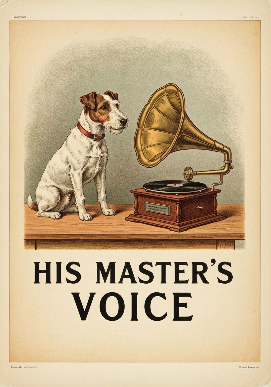 Vintage His Master's Voice Gramophone Poster