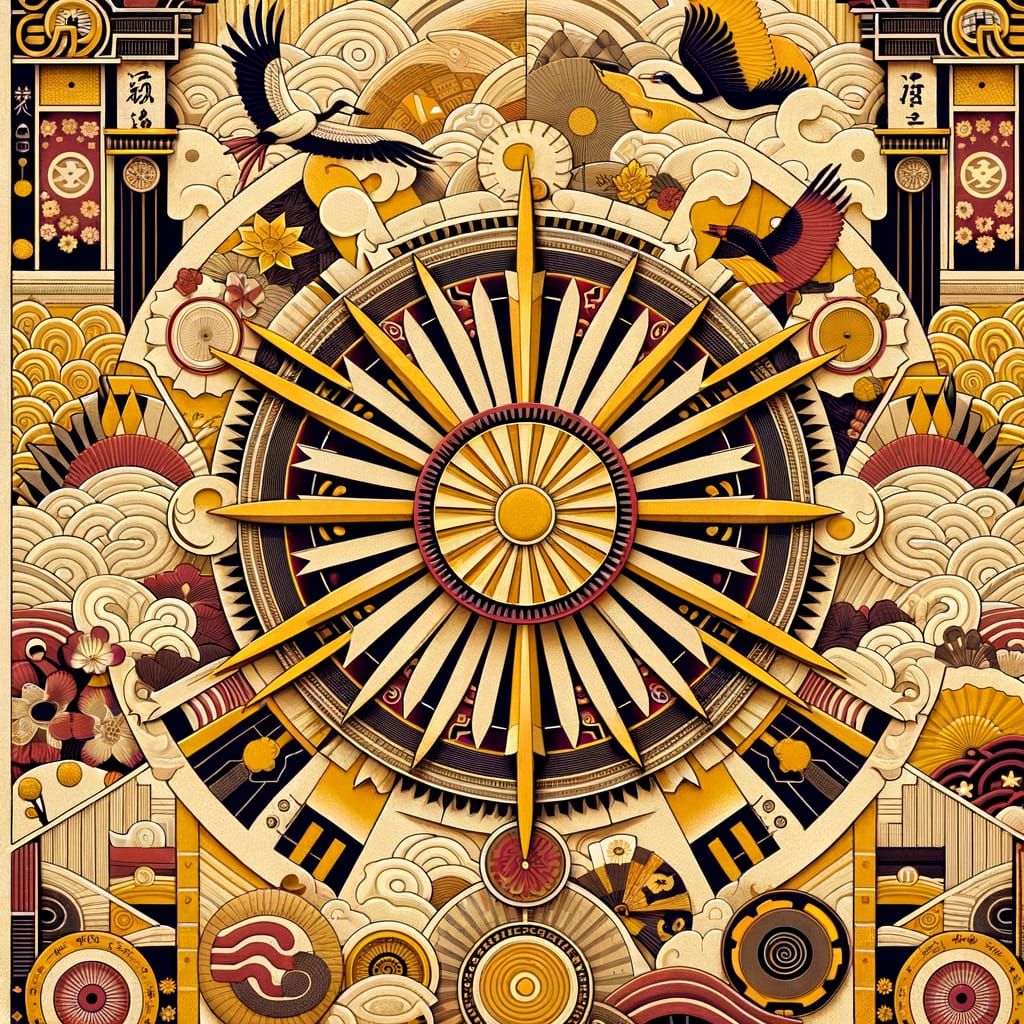 Mesoamerican and Japanese Ornamental Wallpaper Design