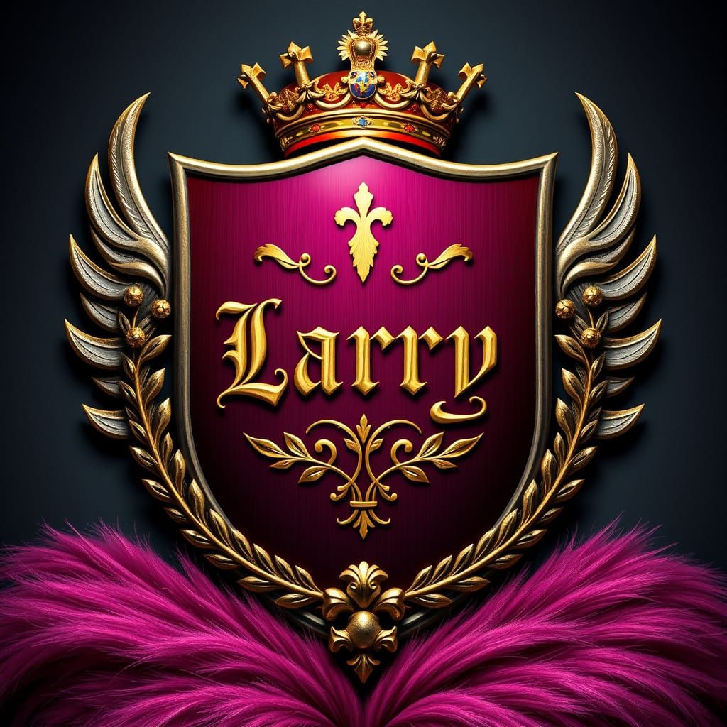Epic Imperial Shield with Regal Name Larry in Gothic Script