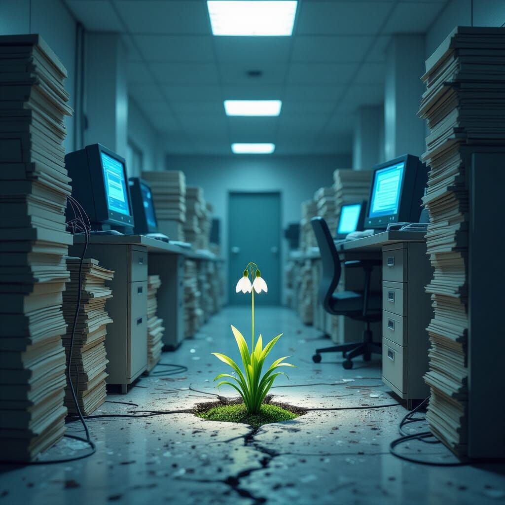 Snowdrop of Hope: Nature vs. Bureaucracy in Digital Art