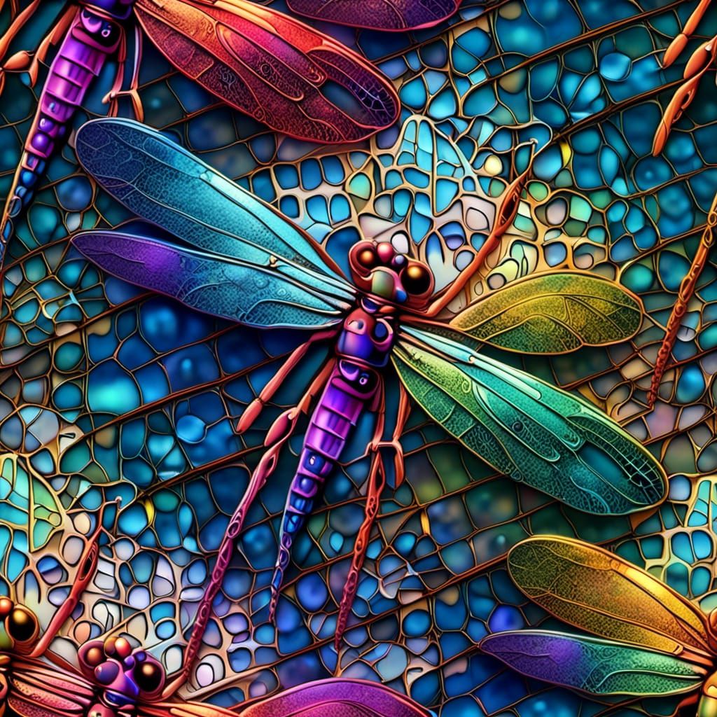 Iridescent Holographic Dragonfly: Exquisite Detail
