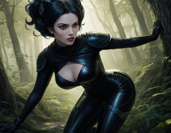 Gothic Praying Mantis Alien in Forest Glory