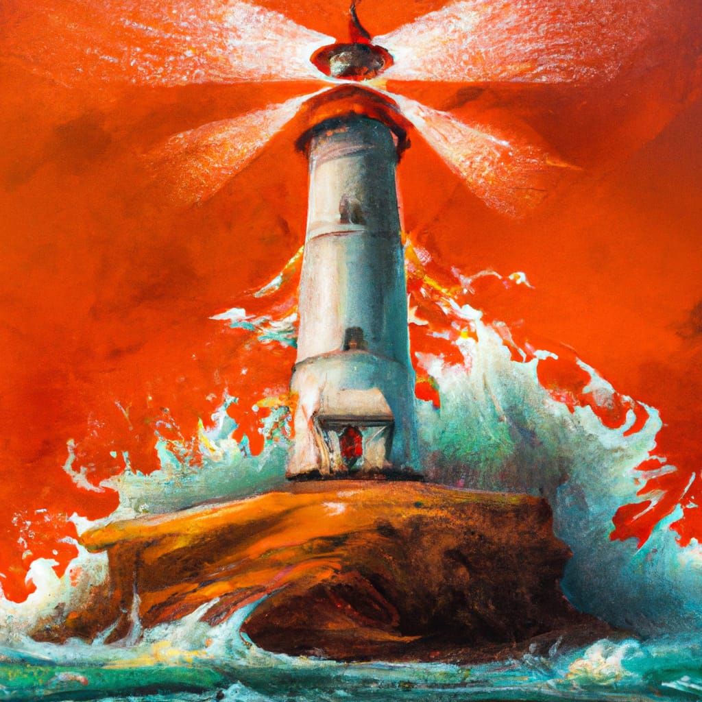 Lighthouse with Flaming Eye, Hyperrealistic Art