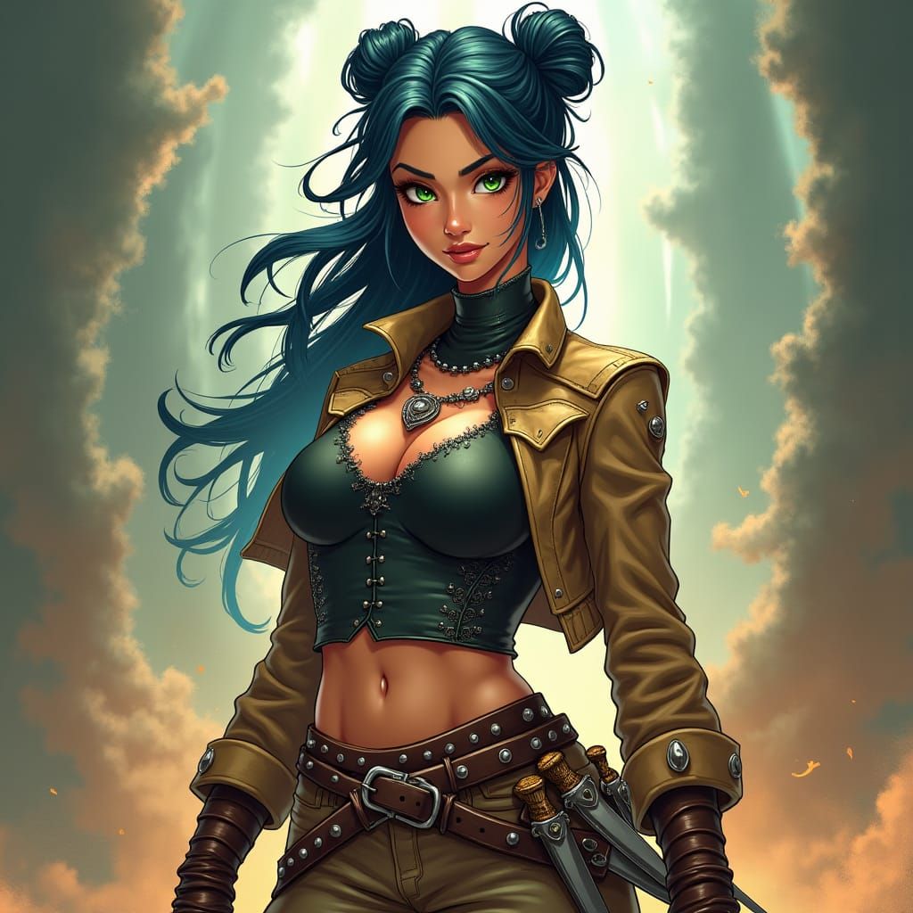 Confident Female Mercenary with Daggers