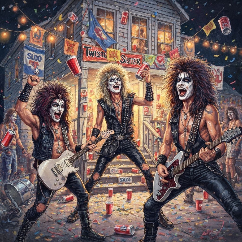 1980s Glam Rock Band Parties at Frat House