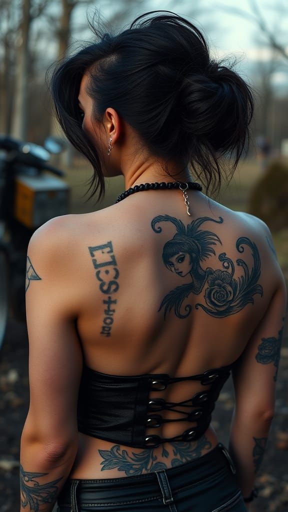 Punk back tattoo