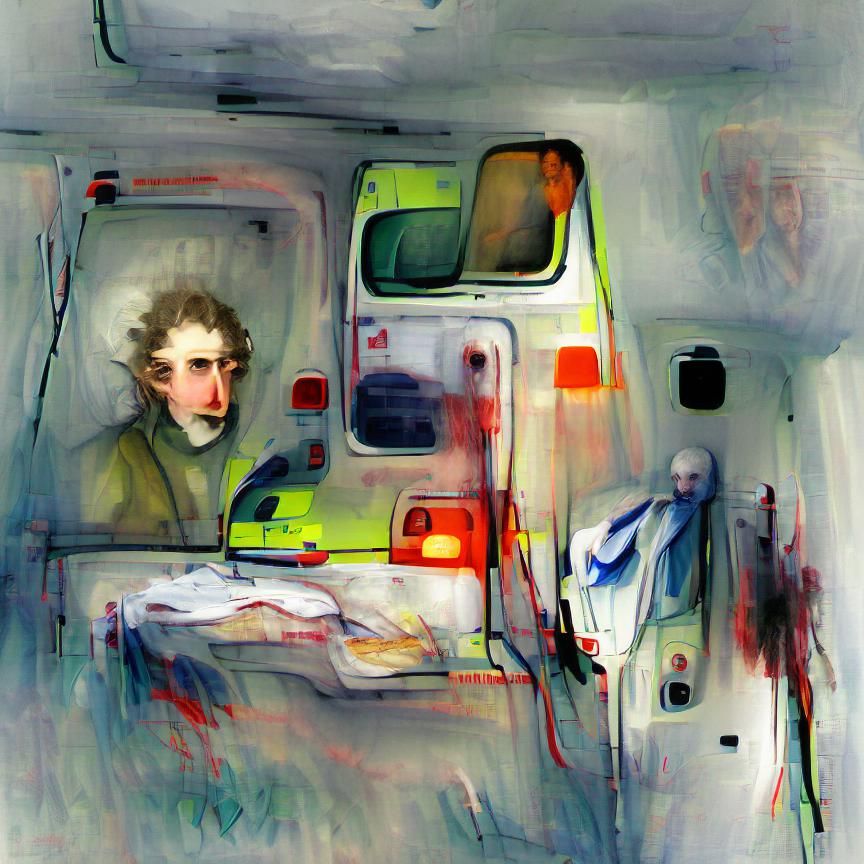 Surreal Somnambulist Transported by Ambulance