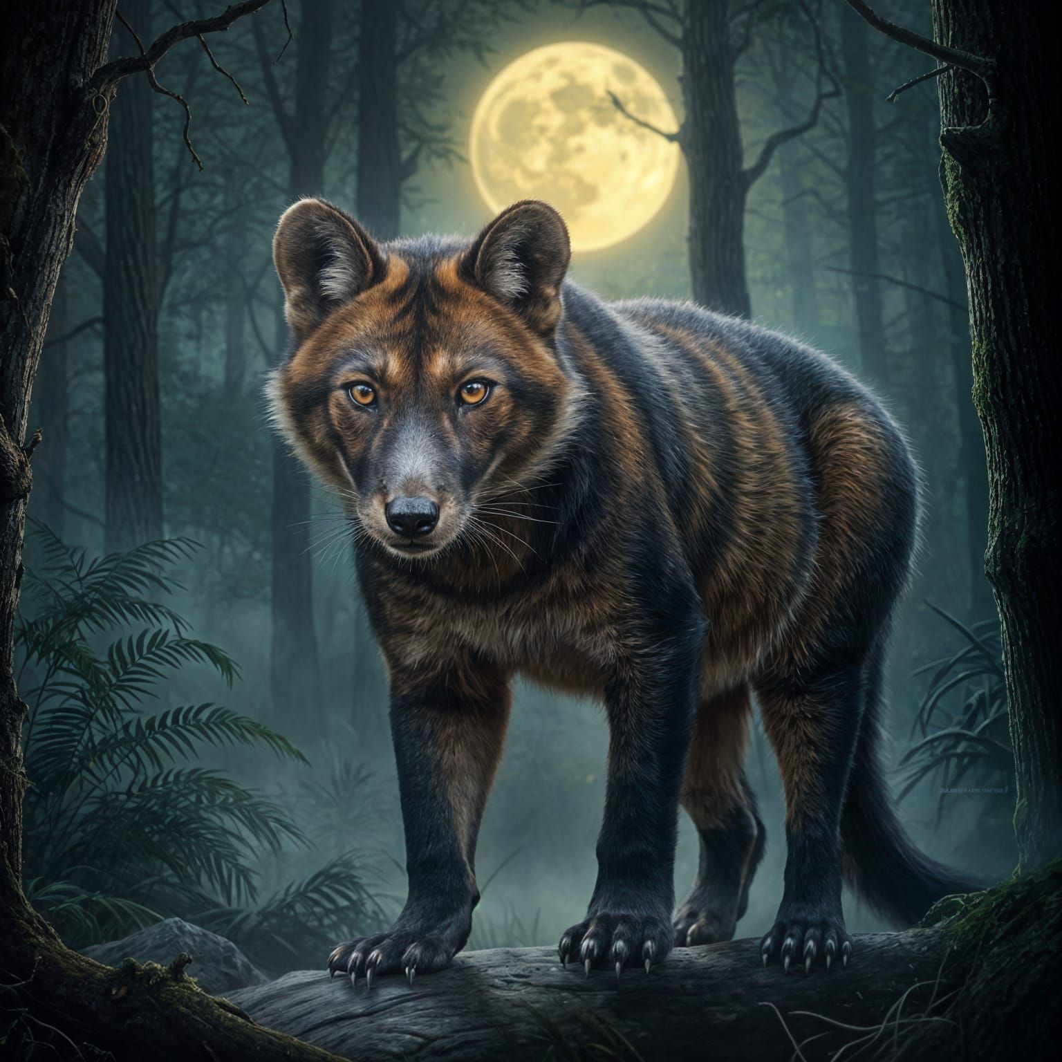 Mysterious Thylacine in Hyperdetailed Photorealistic Style