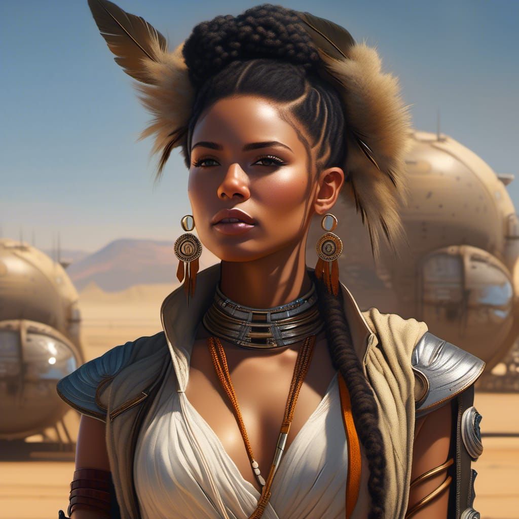 Androgynous Figure in Post-Apocalyptic Cityscape