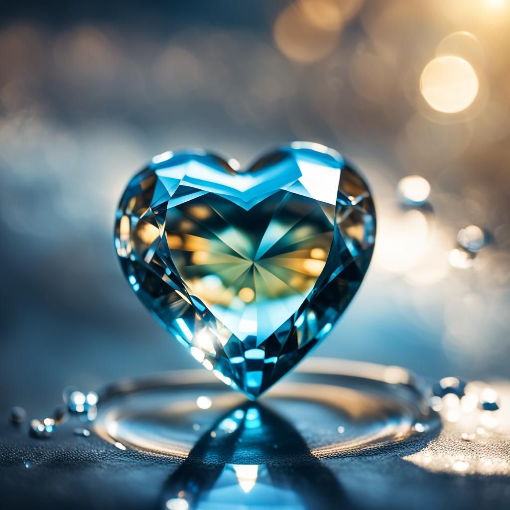 Heart-Shaped Topaz Glass with Sunlight Reflection