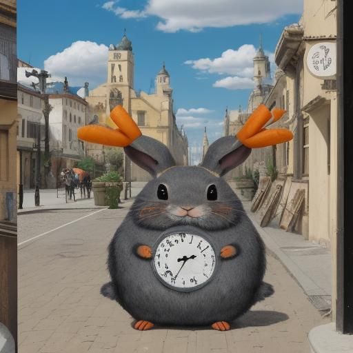 Surrealist Rabbit Street Art Inspired by Miro and Repin