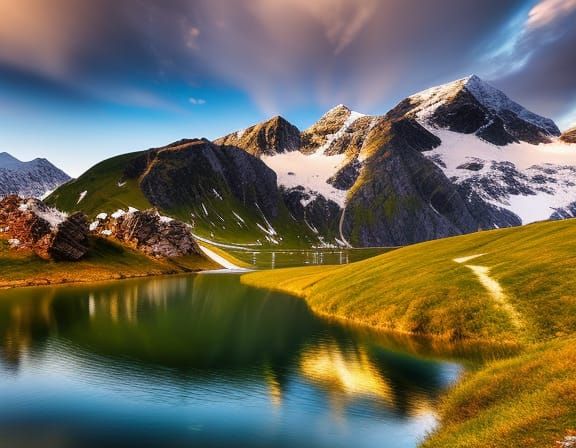 Sunrise Over Mountain Lake in Austria