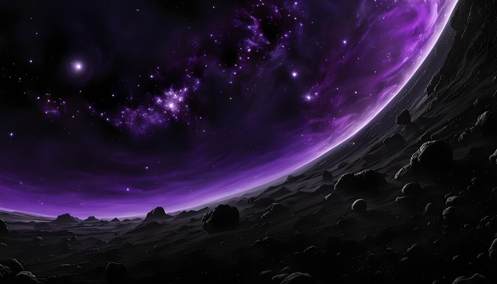 Cosmic Vista: A Swirl of Purple in Deep Space