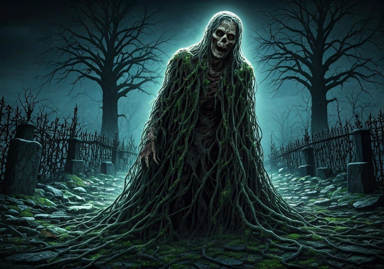 Mossy Zombie in Cemetery Rose Garden