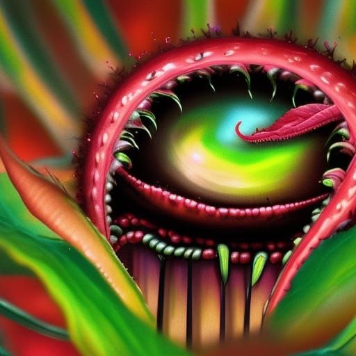 Hyperrealistic Black Venus Flytrap Concept Art