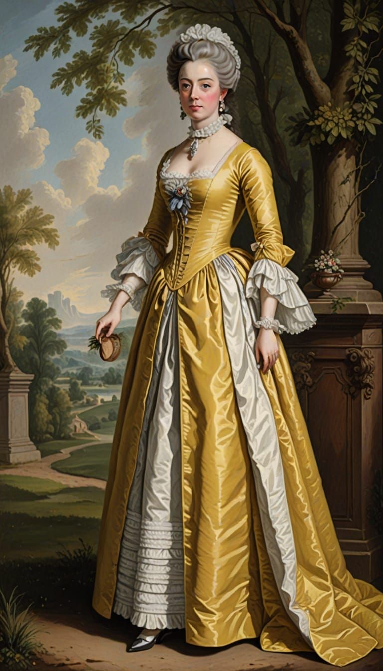 Elegant 18th Century Lady in Striped Gown