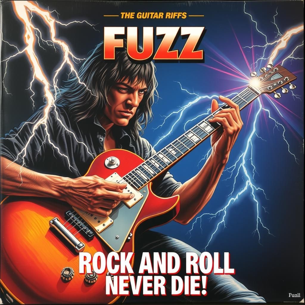 Rock and Roll Album Cover Art in Retro-Futuristic Style