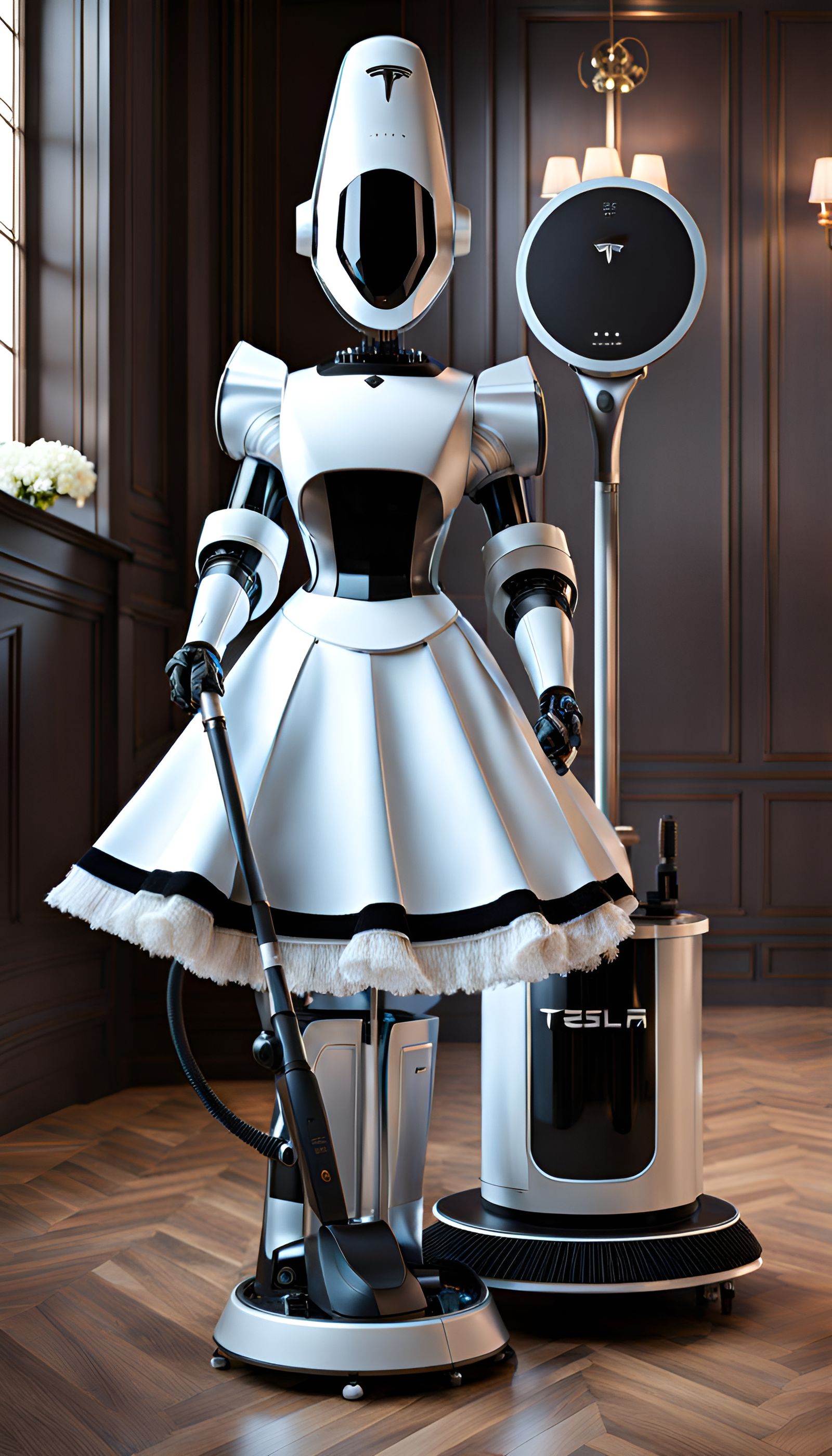 Tesla Robot as French Maid in Ultra High Definition