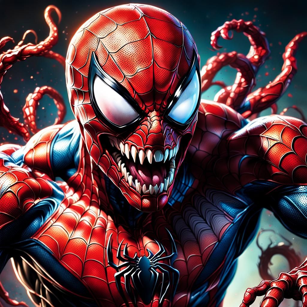 Spiderman, Venom, and Carnage Fusion Concept Art