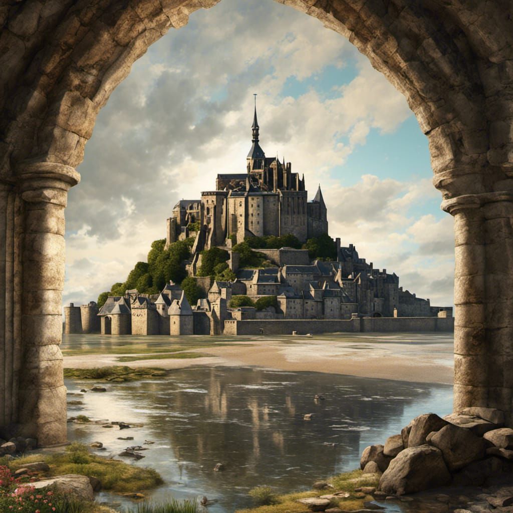 Mont Saint Michel in Hyperdetailed Realism