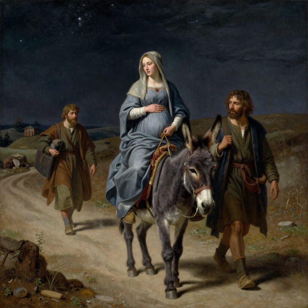 Biblical Journey to Bethlehem Oil Painting