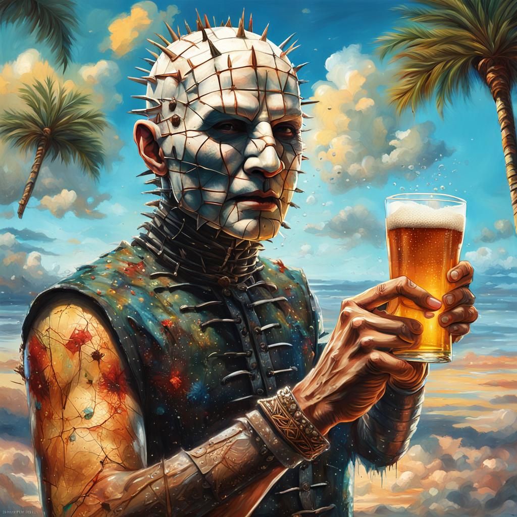 Pinhead on Spring Break: Hyperrealistic Splash Art