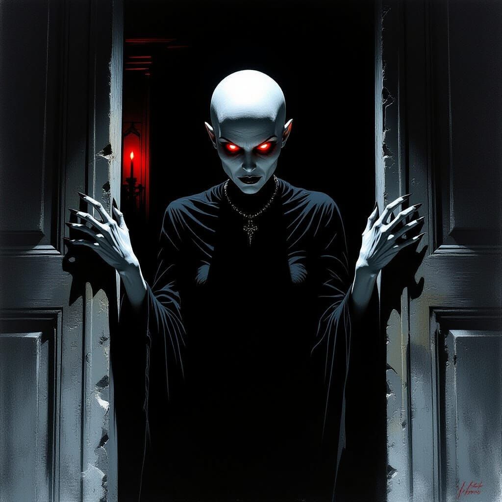 Ominous Nosferatu in Grand Doorway