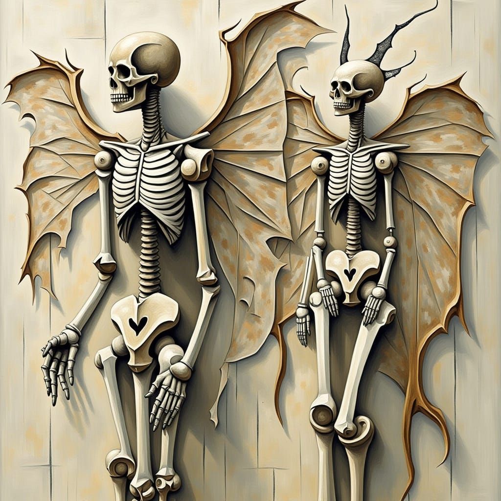 Cubism Bone Fairies with Delicate Wings