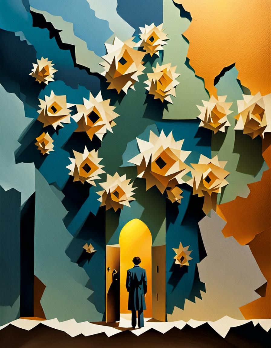 Surreal Liminal Space Paper Cut Collage