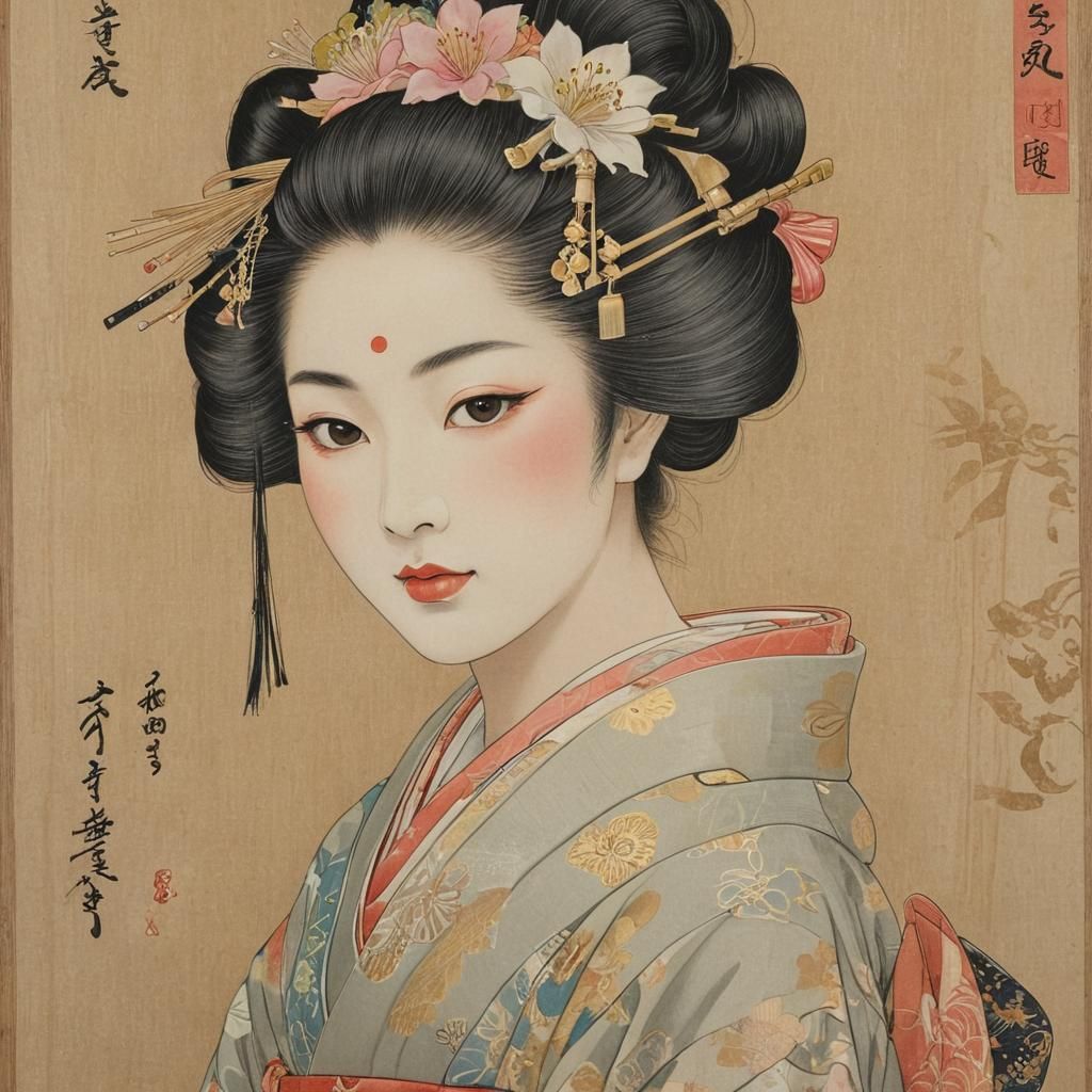 Kira-e drawn by Utamaro