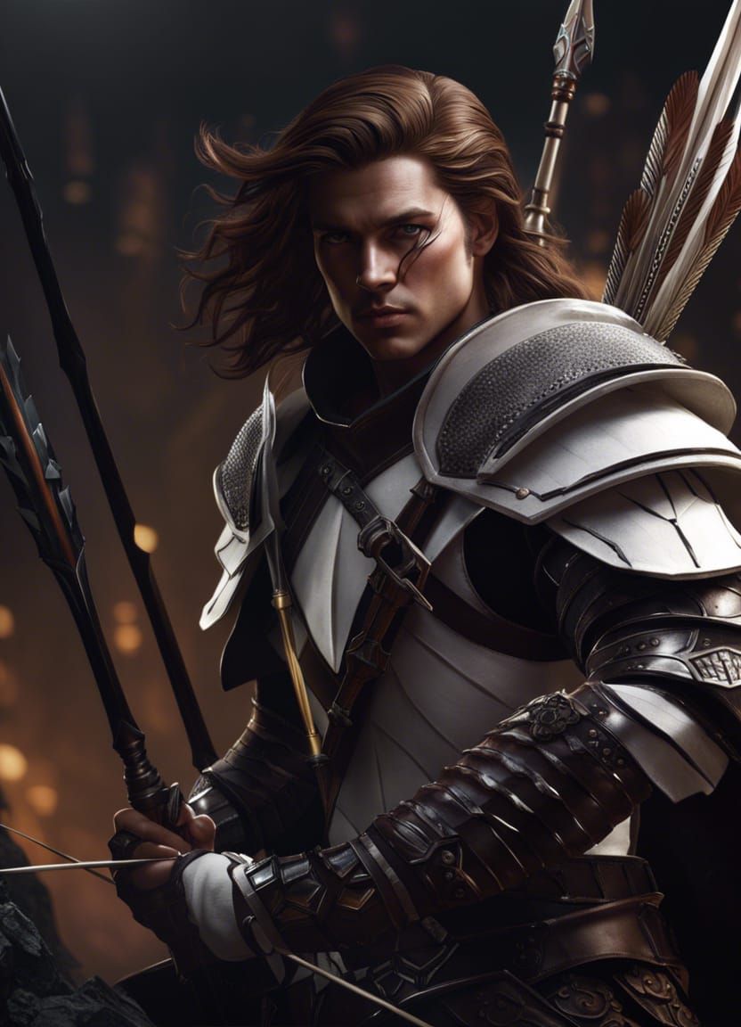 Fantasy Warrior with Bow and Spear