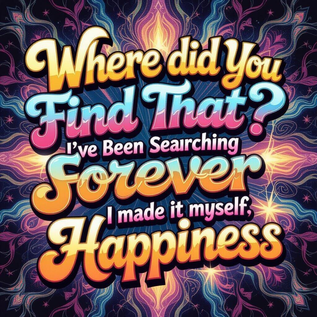 Psychedelic Airbrushed Wallpaper with Bold Cursive Text