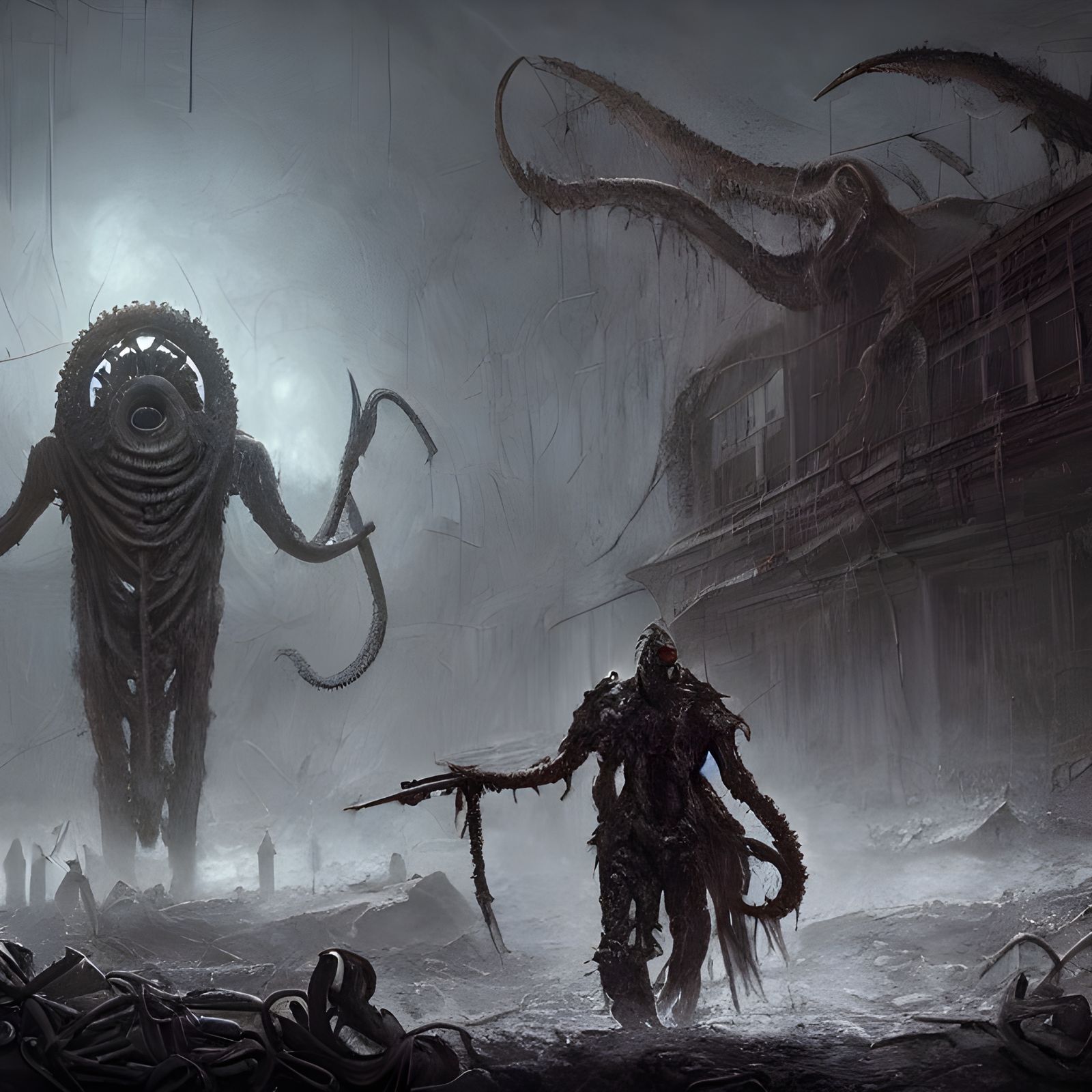 Dark Post-Apocalyptic World Ruined by Lovecraftian God