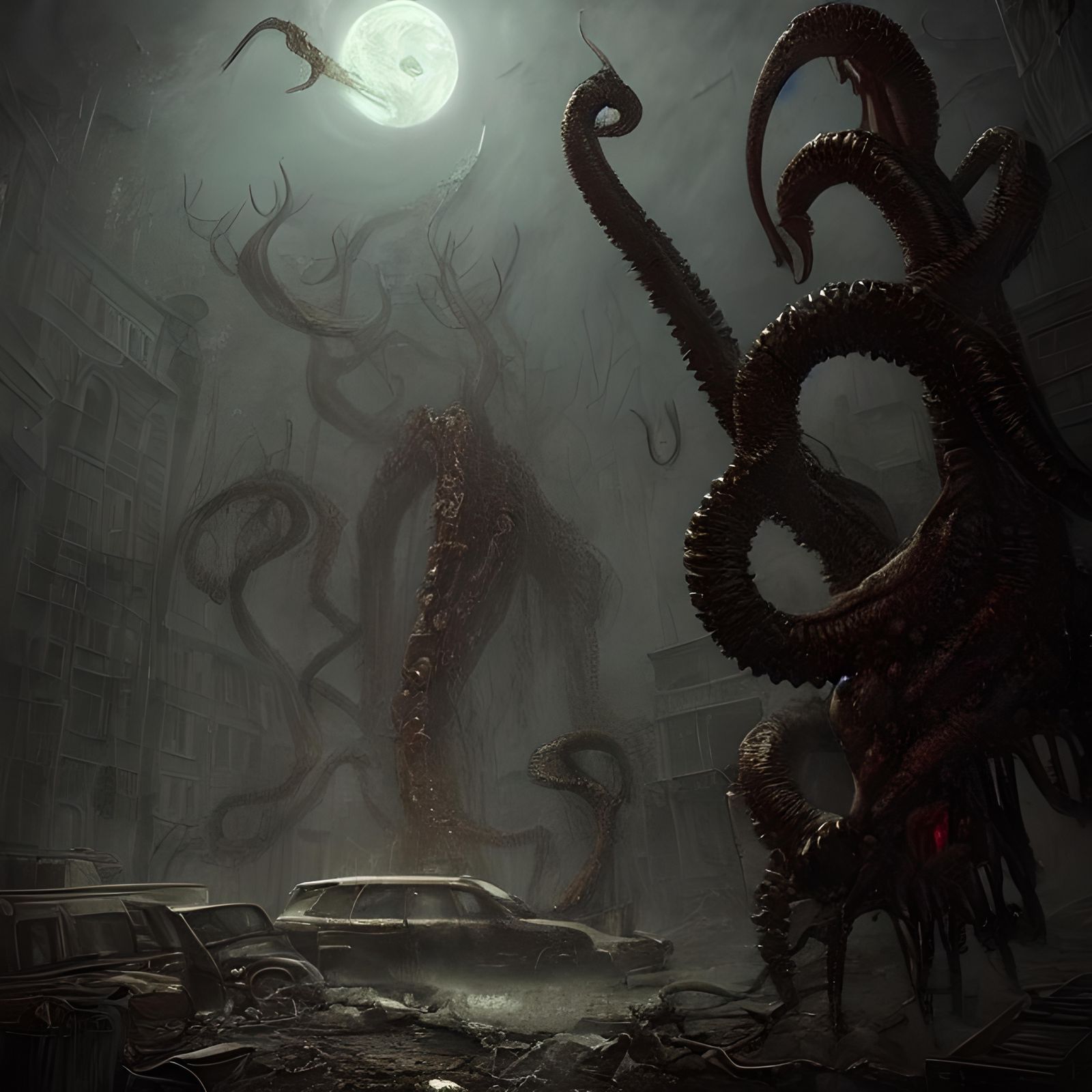 Dark Post-Apocalyptic World Ruined by Lovecraftian God