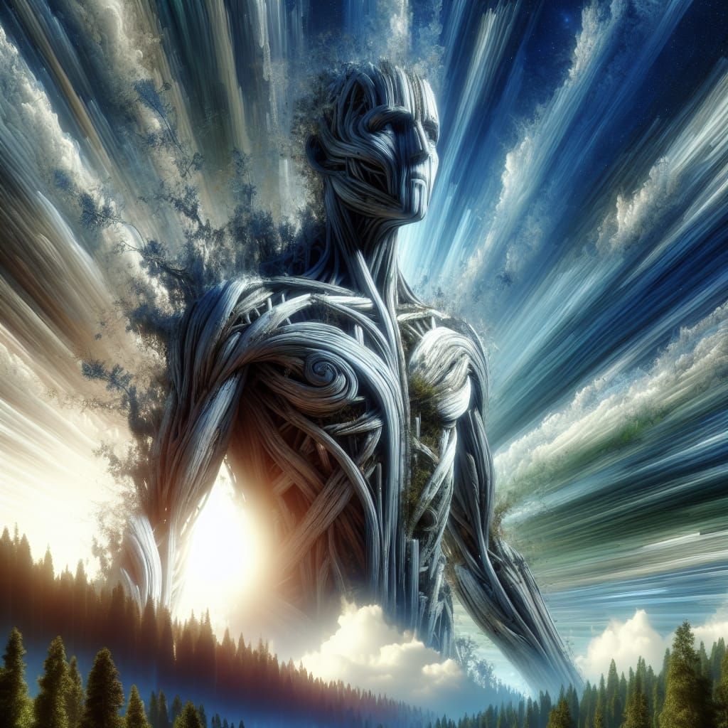 Majestic Wooden Elemental in a Forest: Digital Matte Paintin...