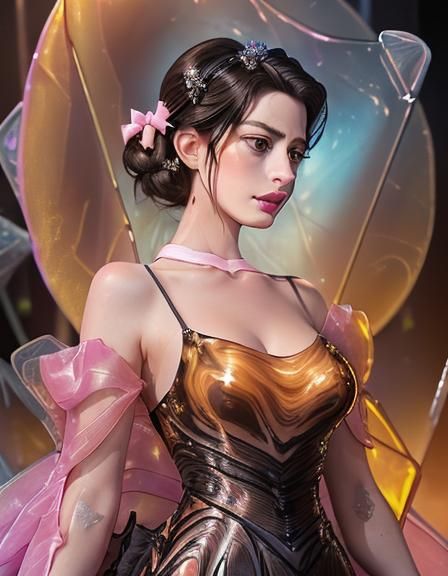 Molten Glass Woman with Bow in Pastel Colors