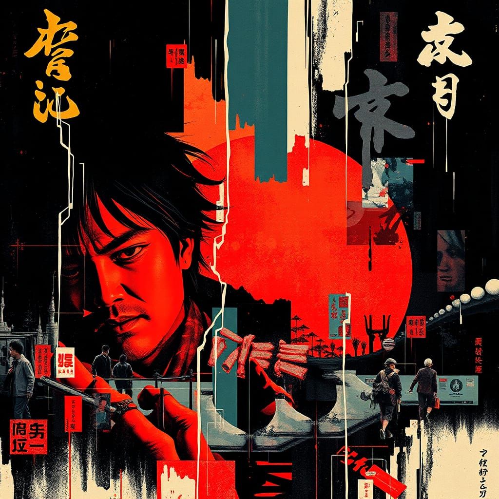 Dramatic Mixed Media Collage in 8K Resolution