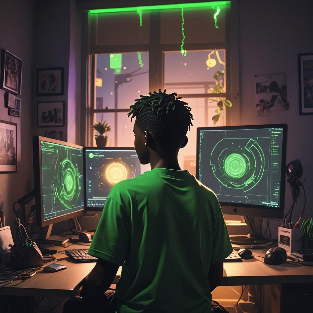 Teen Boy's Surprise: Digital Matte Painting in 8K