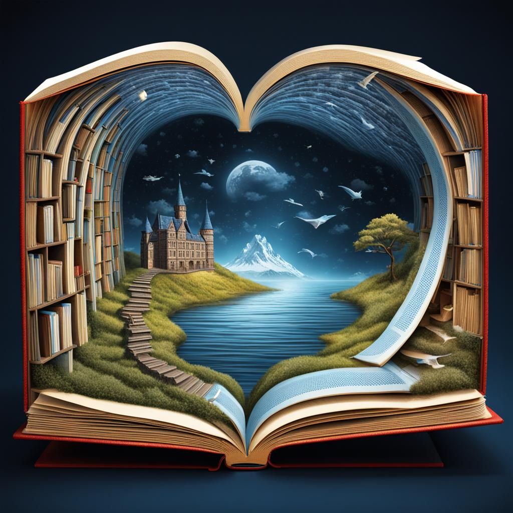 Fantasy Book Traveling Through Time: Optical Illusion