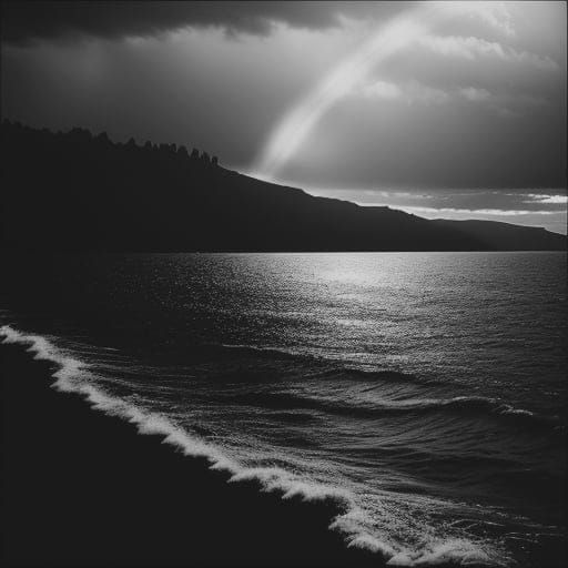 Monochrome Rainbow in Black and White Photo