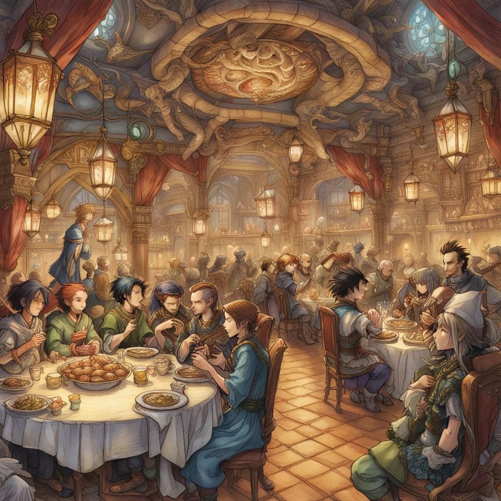 Anime-Style Fantasy Banquet Inspired by DnD