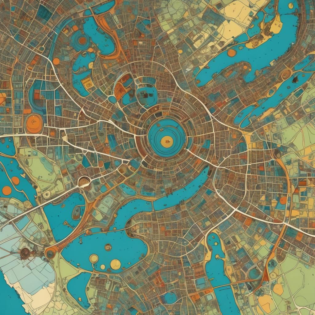 Moebius-Inspired Maximalist Abstract Map